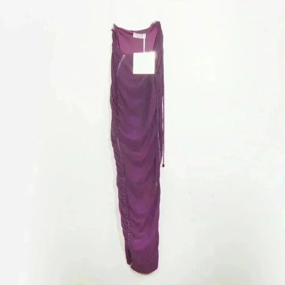 NWT Outcast Australia Purple Asymmetrical Halter Bodycon Midi Dress - Picture 5 of 5